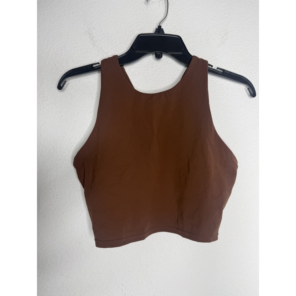 Quince Women Ultra-Form Scoop Neck Longline Bra Brown Sleeved Top M